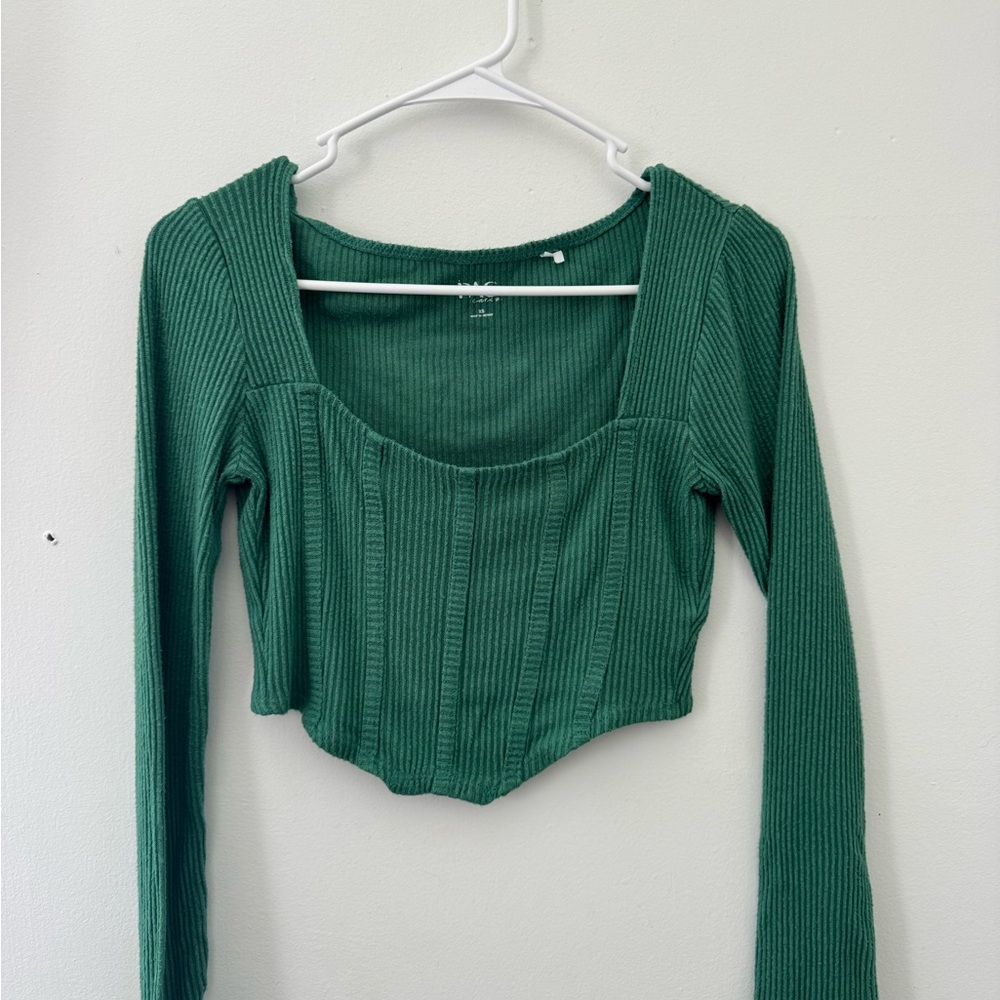 PacSun Green Ribbed Crop Top